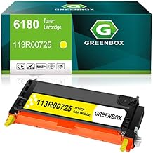 GREENBOX Remanufactured 6180 Yellow Toner Cartridges Replacement for Xerox 113R00725 for Xerox Phaser 6180 6180N 6180DN 6180MFP-D 6180MFP-N Printer 1 Pack