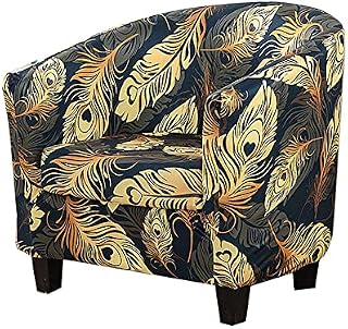 Highdi 2 Piece Stretch Tub Chair Covers for Armchair, Luxury Classic Spandex Armchair Slipcove with Cushion Cover, Removable Washable for Club Bar Living Room Reception (European Blue)