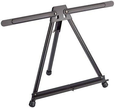 KINGART Adjustable Black Aluminum Table Top Display Easel with Extension Arm Wings -15" to 21" High - Portable Artist Tripod Folding Frame Stand - Holds Canvas, Paintings, Books, Photos, Signs
