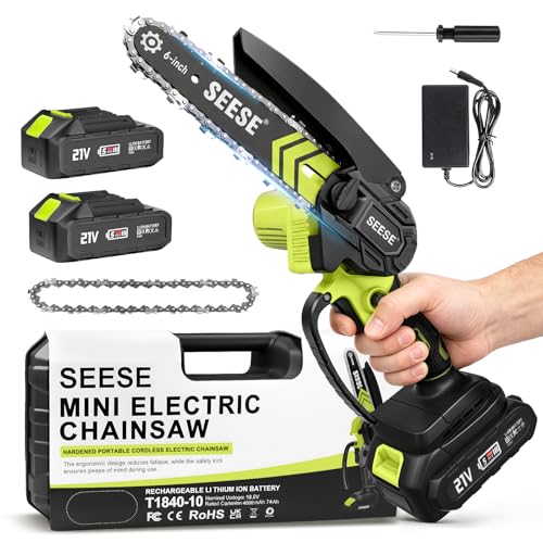 6-inch Mini Chainsaw Cordless: Pure Copper Brushless Motor, High Efficiency,