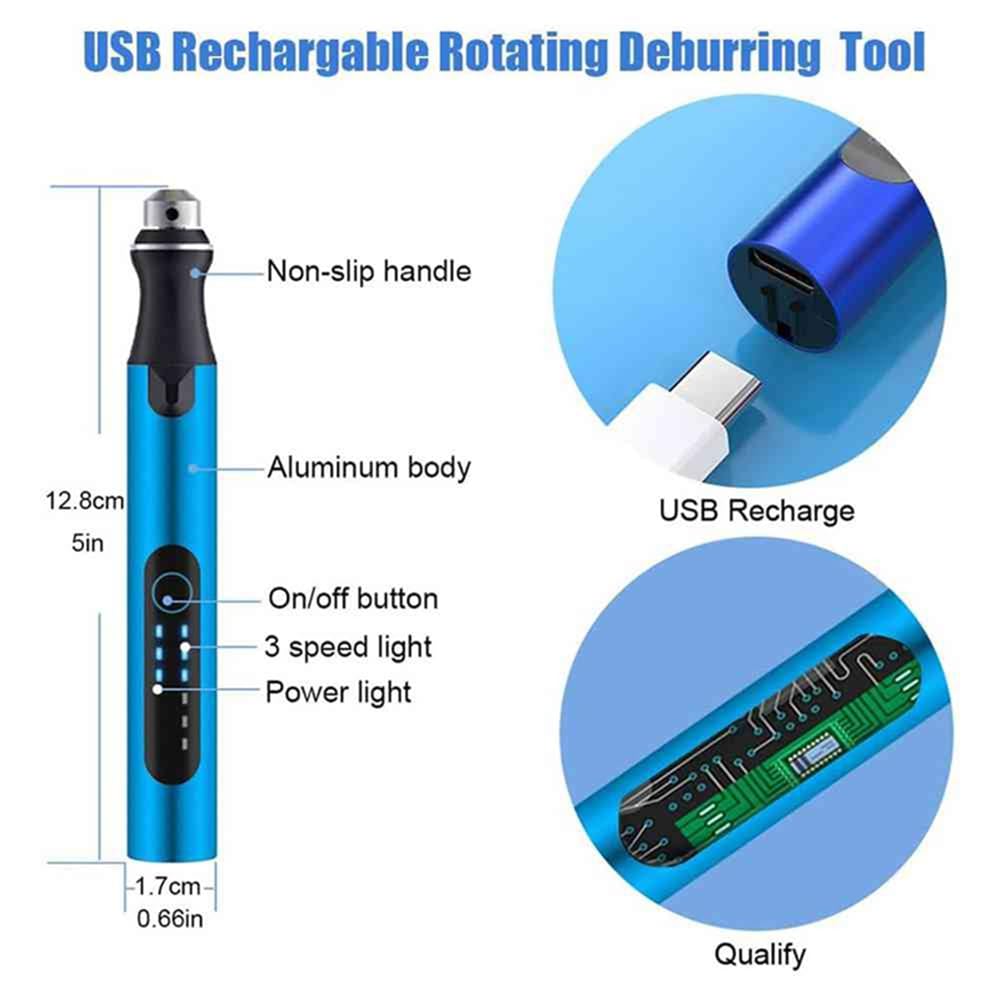 Kit D'Outils D'Impression 3D, Outils D'Ébavurage, Stylo Rotatif Électrique USB à 3 Vitesses pour Fraise D'Impression 3D, Modèle D'Imprimante 3D, Modèle en Résine