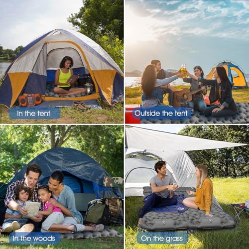 HiiPeak isomatte hoch Camping luftmatratze mit integrierten kopfkissen Outdoor campingmatte schlafmatte kleines packmass mit Fußpumpe luftzellenmatte aufblasbar