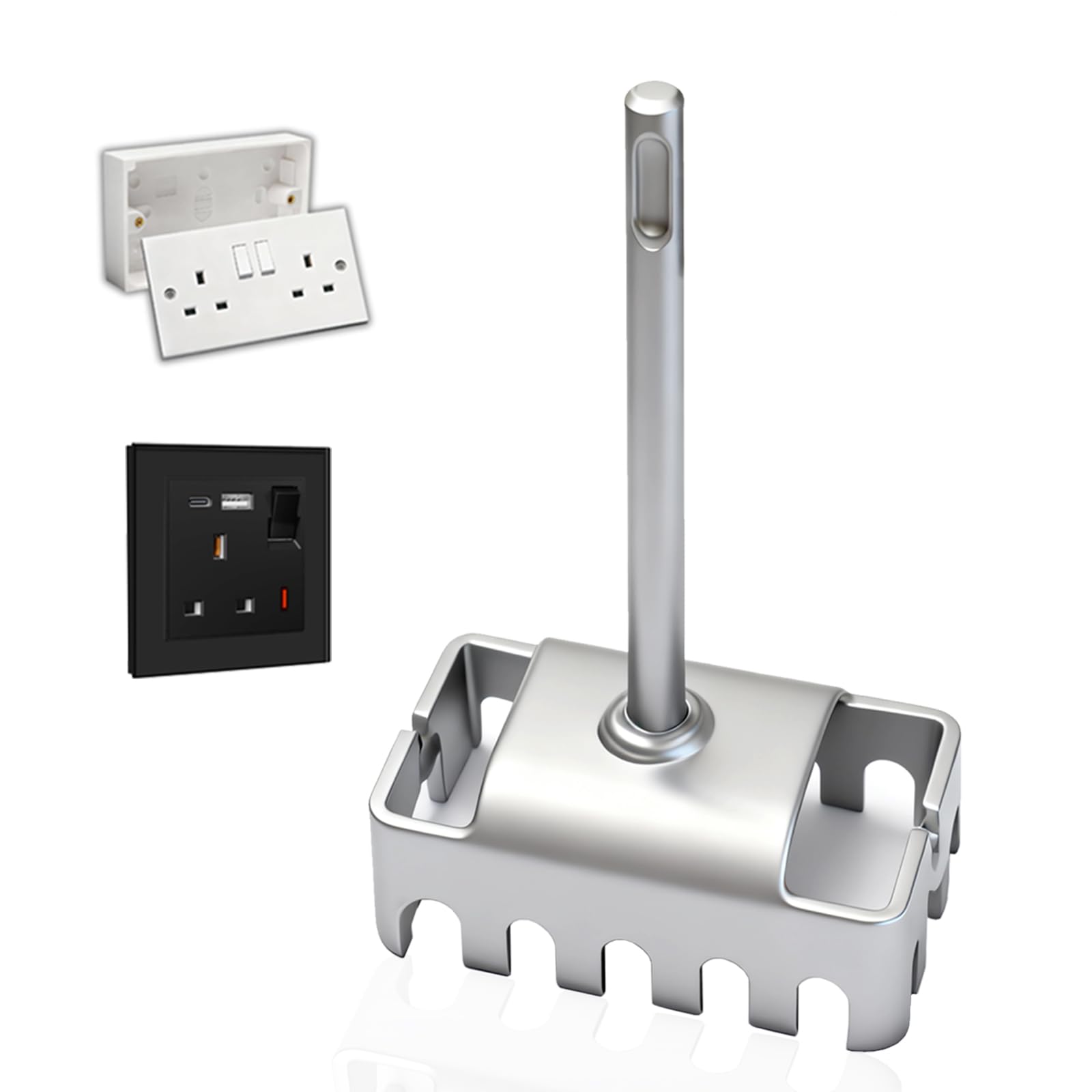 WojBear 1 PCS Square Hole Cutter for Electrical Box (19.0ร8.6ร4.5 cm), Concrete High-Strength SDS Plus Square Hole Punch, Hole Bit Applicable to Brick, Concrete, Cement