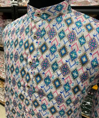 Image of FOXDX Men's Traditional Cotton Floral Printed Only Kurta