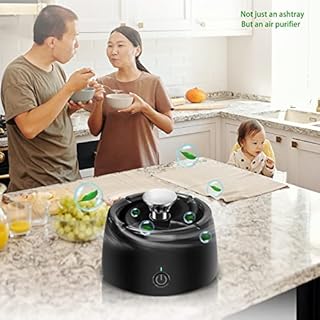 GOYISEE Smokeless Ashtray for Cigarettes Indoor,2 in 1 Air Purifier Multifunctional,Best for Car Office or Home,USB Charging Ashtray with 8 Pack Filter and Perfume Tablet - Black