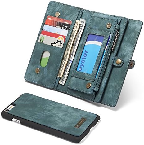 SAVYOU iPhone 6s Plus / 6 Plus Wallet Case Flip Magnetic Detachable, 2 in 1 Luxury Series Premium Vegan Leather Folio Wallet Card Holder Stand Soft PC Back Cover Dark Blue