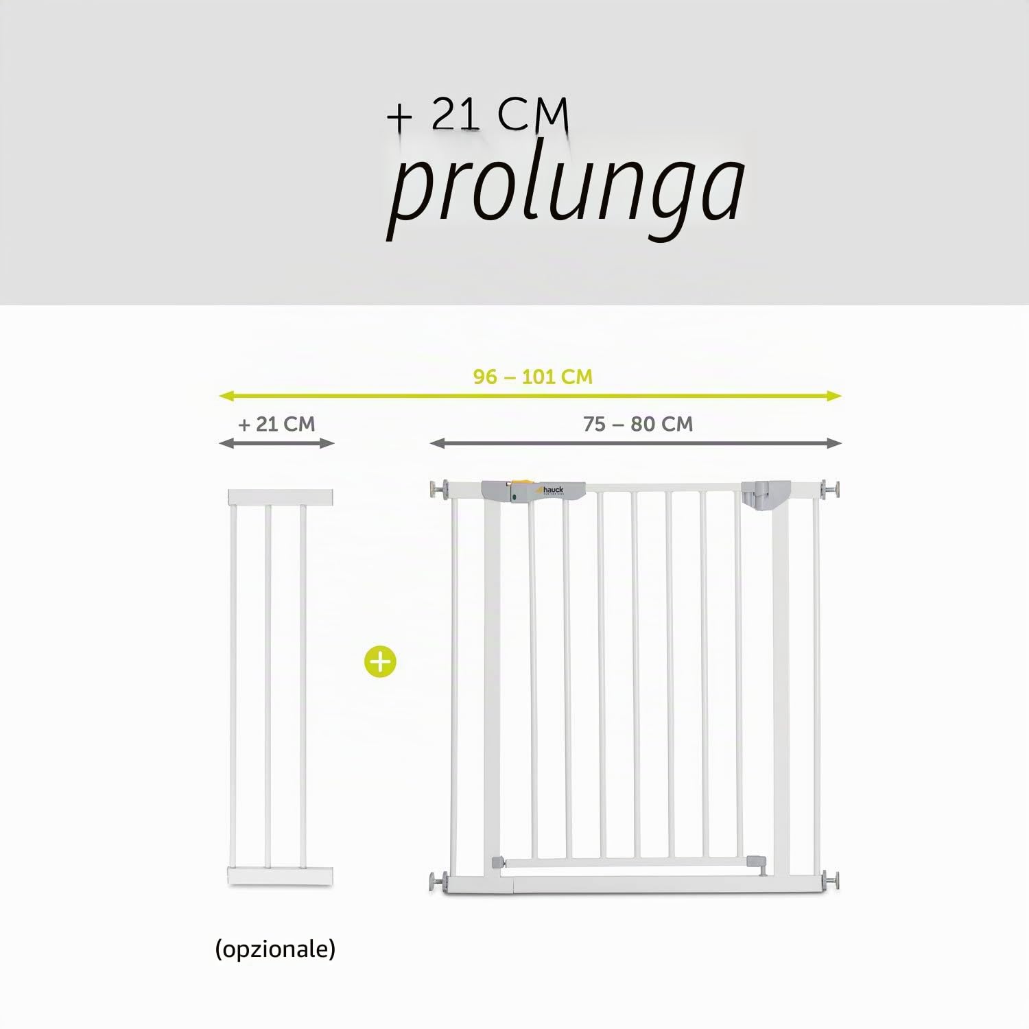hauck Cancelletto di Sicurezza per Bambini Autoclose N Stop 2 - Cancelletto per Bambini per Aperture da 75-80cm - Fissaggio a Pressione, Chiusura Automatica - Porte e Scale Interne - Metallo, Bianco