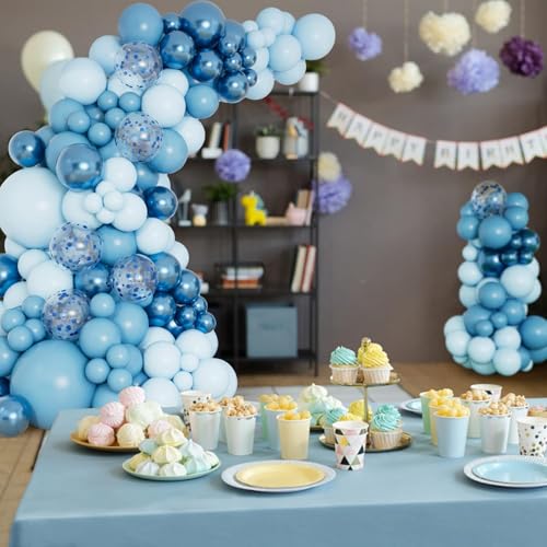 Image of Toys Treasure Blue Birthday Decoration Kit 104 Pcs - Dark Blue Light Blue Party Decorations for Boys with Balloons Happy Birthday Banner Birthday Party Supplies