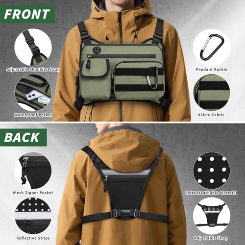 Chaleco para correr hombre y mujer con almacenamiento para entrenamiento verde 3