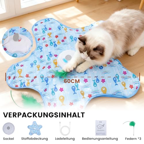 Image of FIVAVA Cat Toy Self-Employment, Interactive Cat Toy, Electric, Rechargeable Toy for Cats with 3 Interchangeable Feathers
