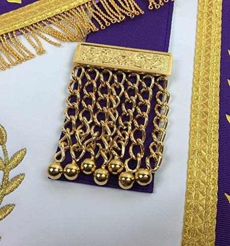 Tablier maçonnique passé maître brodé or de haute précision violet - 5