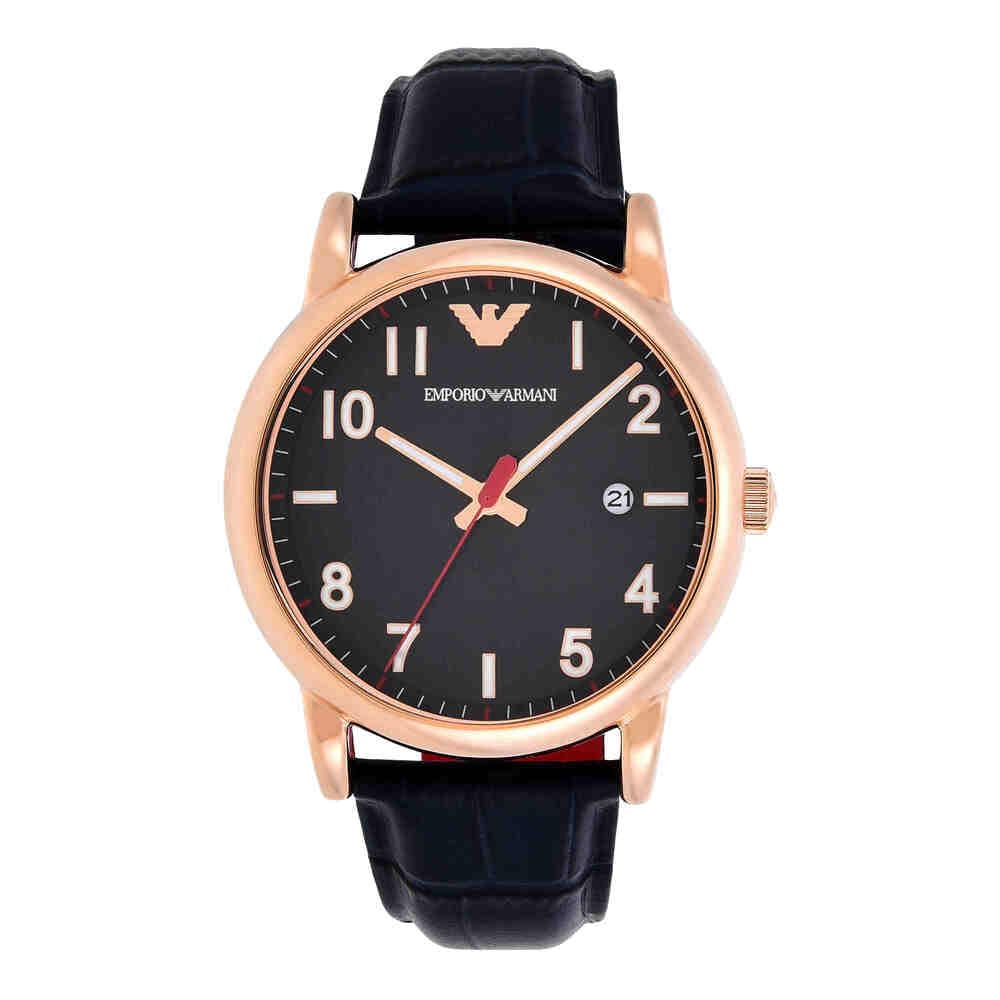 Emporio Armani Herrenuhr 3-Zeiger-Werk Datum Edelstahl roségoldfarben, AR11135