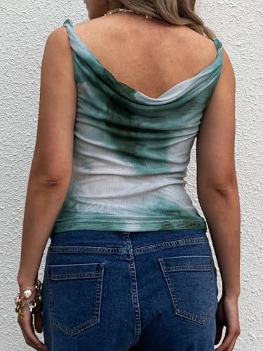 Women's Off The Shoulder Top Sleeveless Twist Strap Slim Fit Tie-Dyed Stretchy Tank Top Y2K Casual T Shirts2