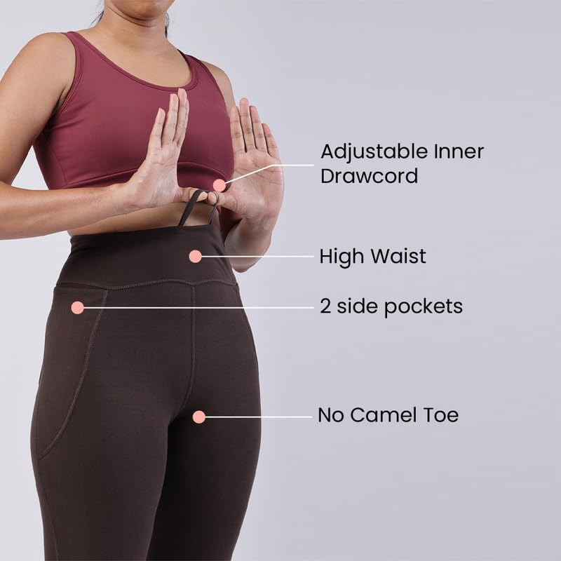 Image of Blissclub AM:PM Cotton Flare Pants for Women Above 5'5 ft Tall | Wide Waistband, 4 Pockets | Bell Bottom Pants and high Waist Trousers for Office wear