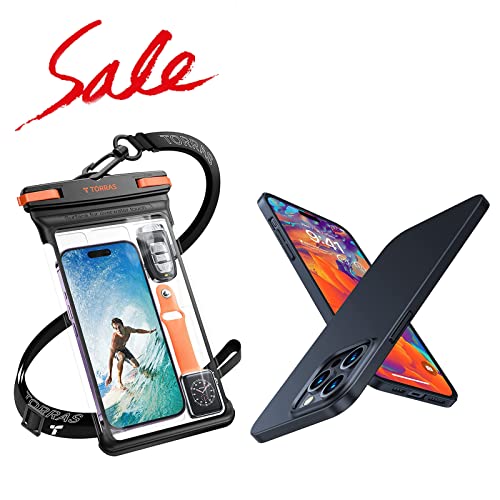 TORRAS Icecube IPX8 Waterproof Phone Pouch, Underwater Screen Touchable, Black 8.0'' & Slim Fit Designed for iPhone 14 Pro Max Phone Case Ultra-Thin Lightweight Hard PC Cover