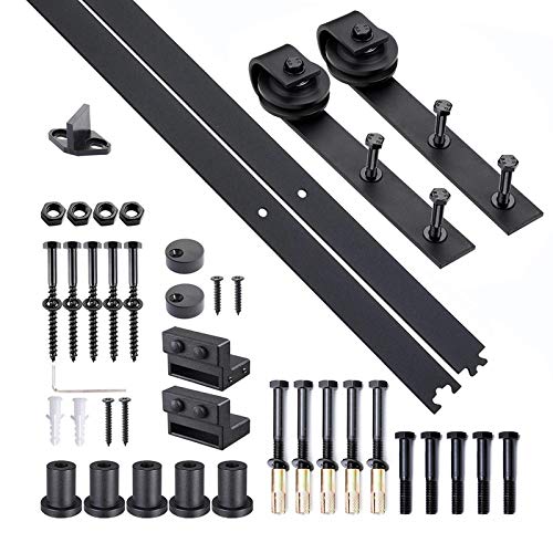 HOMCOM Kit de Porte Coulissante, Système Galandage pour Porte d'une Épaisseur de 35-45 mm et Largeur Max. 1 m, Charge 100 kg, Acier Noir