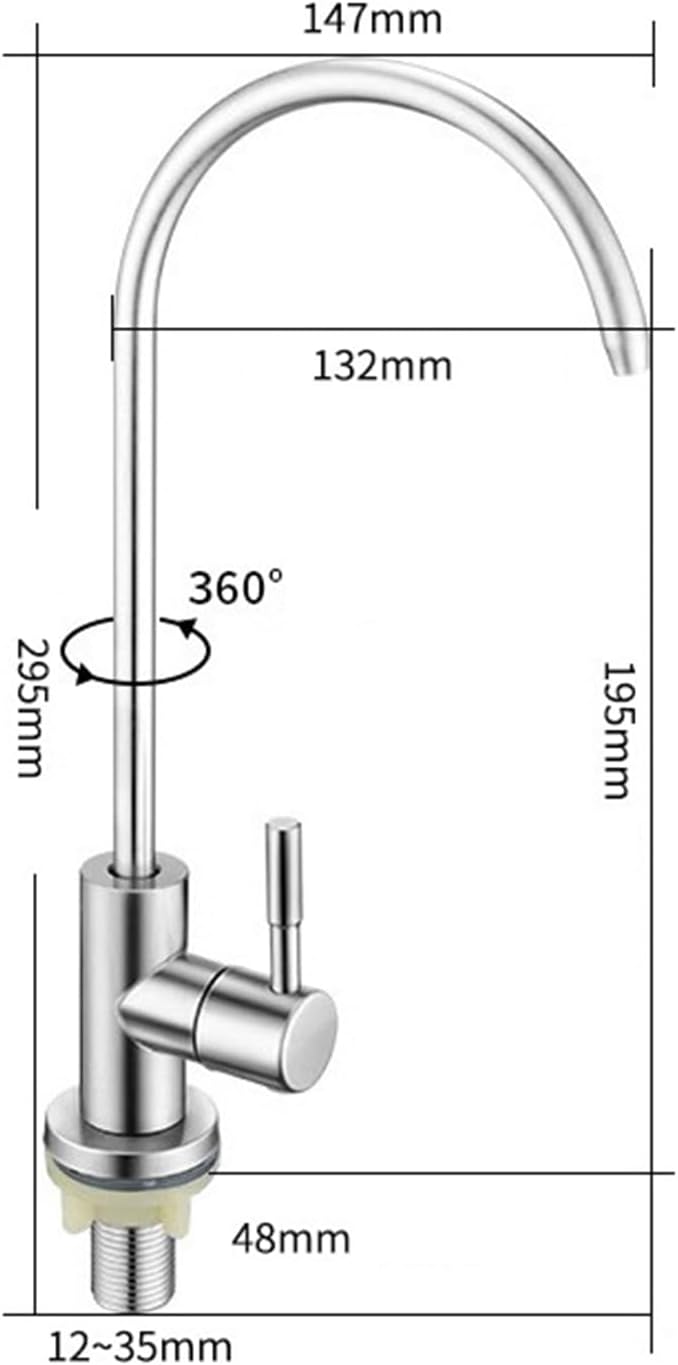Drinking Water Filter tap, Swan Neck tap Kitchen Sink tap Water Filter tap, 360° Rotation,Plating,4 Points