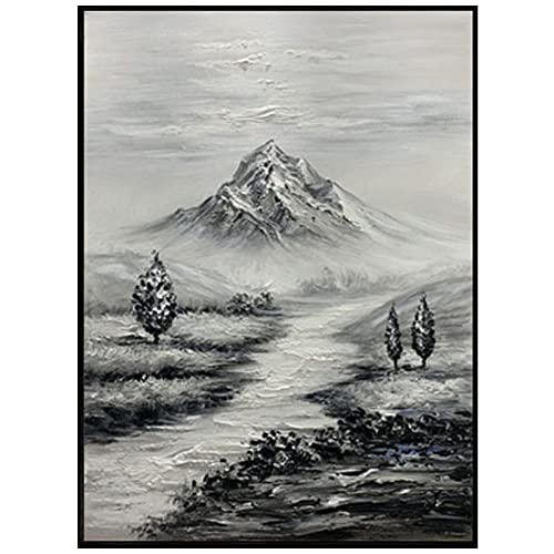 Effet couteau épais 3D pour ce grand tableau abstrait gris et noir