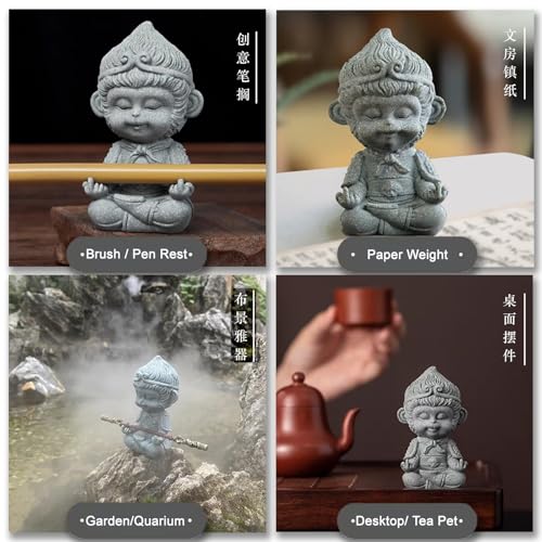 Estatua de Mono Rey Verde de Piedra para Escritorio miniatura 3