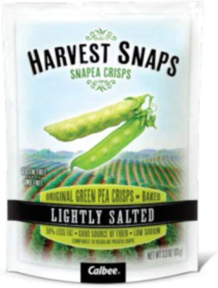 Calbee Harvest Snaps Lightly Salted Snapea Crisps Snack Pack, 0.75 Ounce - 36 per case.