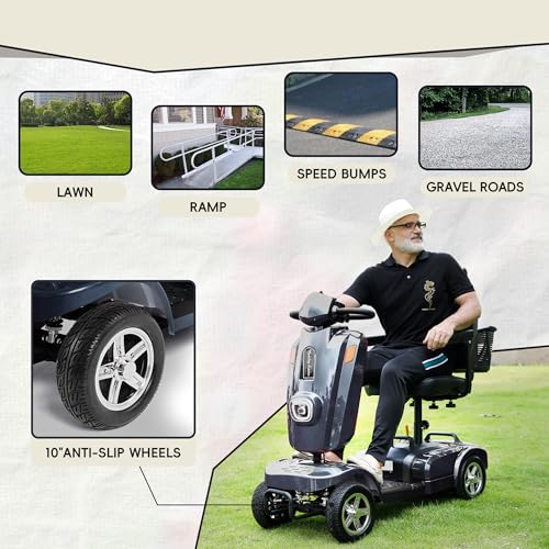 Image of Heavy Duty Mobility Scooter for Adults & Seniors, 500W Motor, 20 /30 Miles Long Range, 450 LBS Capacity, Removable Lithium Battery, 10 inch All-Terrain Tires, with Windshield & Suspension