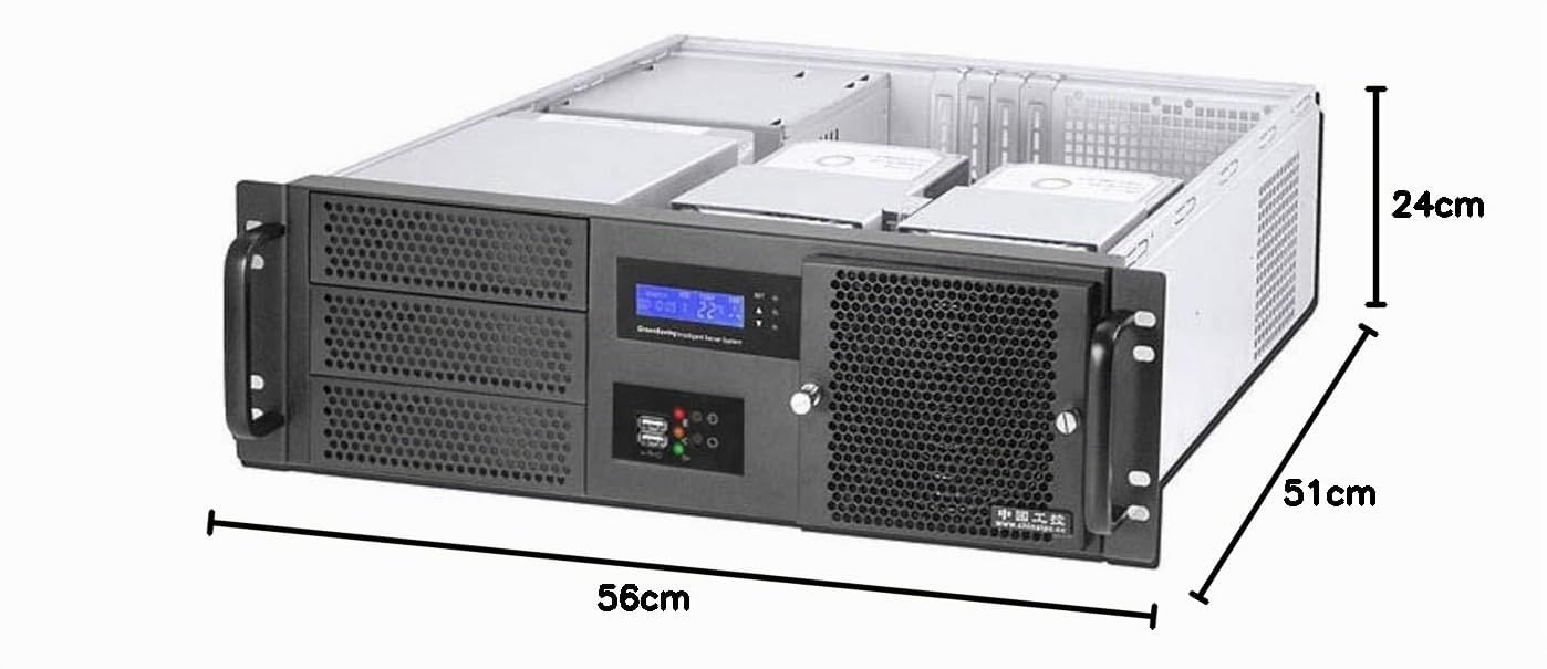 RealPower RPS19-G3380 - 48,3 cm (19 Zoll) Server-Gehäuse ohne Netzteil (ATX, LCD-Display, 2X 5,25 Externe, 3X 3,5 interne, 2X USB 3.0) schwarz