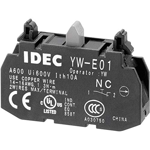 IDEC YW-E10 1 NO, 1 Pole, 10 AMP, 14-16 AWG, 600 VAC, Contact Block