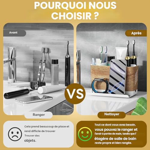 Support brosse a dent electrique avec rebord avant et passe-câbles - 8