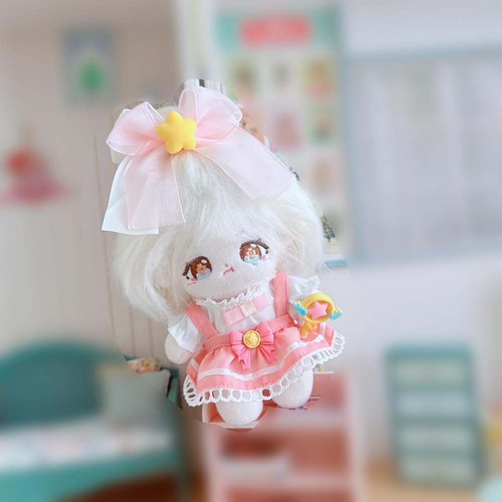 niannyyhouse 10cm-15cm Plush Doll Clothes Headdress White Shirt Suspender Skirt Accessories Doll Dressup