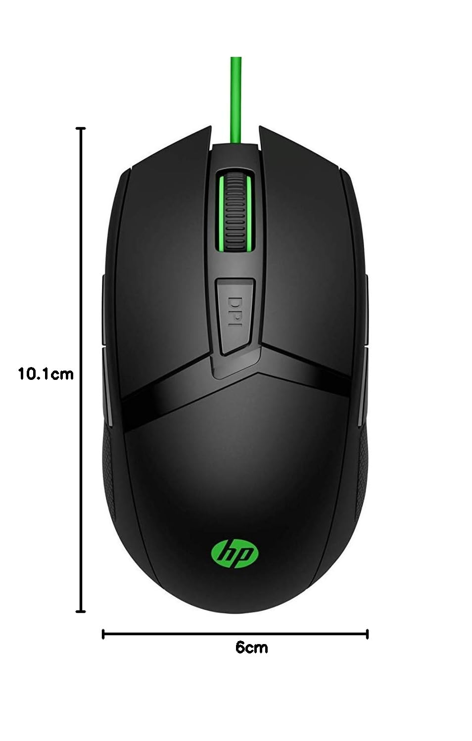 HP Pavilion 300 Ratón Gaming - (5000 PPP, 8 Botones, Iluminación LED, Conexión Cable USB, Windows 7, 8 y 10), Color Negro y Verde