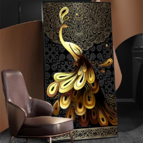 Peinture sur toile paon moderne pour raviver un mur de salon vide