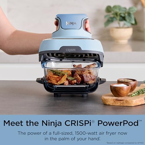 Ninja Crispi 4-in-1 Glass Air Fryer | 450°F | Non-Toxic | 4QT & 6-Cup Glass Containers w/Lids | Microwave, Freezer, Dishwasher Safe | Max Crisp, Air Fry, Bake, Recrisp | Periwinkle | FN101PL by Ninja - Image 3