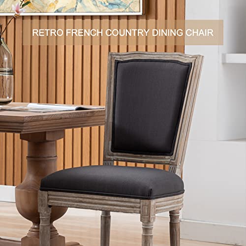 Image of Virabit French Dining Chairs Set of 6, Louis Dining Chairs with Square Backrest and Exquisitely Carved Solid Wood Frame for Living Room, Kitchen, Restaurant