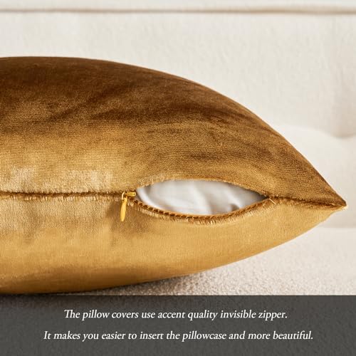 Image of MIULEE Velvet Throw Pillow Covers 12x20 Inch, Pack of 2 - Dark Gold, Soft Solid Lumbar Decorative Pillow Covers Modern Luxury Home Decor for Chair Couch Sofa Bedroom Livingroom