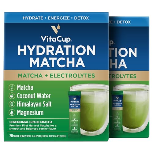 VitaCup Hydration Matcha Instant Packets, for Natural Energy and Detox,