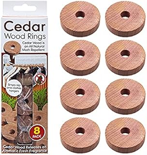 Natural Moth & Insect Repellent Cedar Wood Wardrobe Rings (8 Pack)