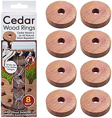 Natural Moth & Insect Repellent Cedar Wood Wardrobe Rings (8 Pack)