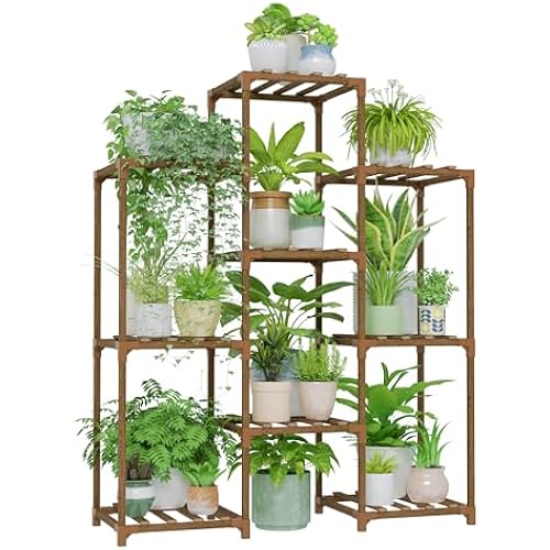 Bamworld Plant Stand Indoor Plants Shelf Outdoor Wood Plant Rack