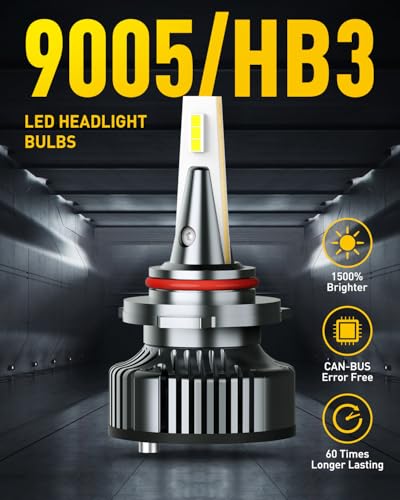 Image of AUXITO 9005 Bulbs, 80,000LM 15X Super Output, 6500K Cool White, Long Lifespan, Adjustable Beam with Cooling Fan, Pack of 2, Plug-N-Play, Pack of 2