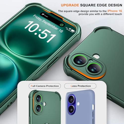 Image of ORETECH 3 in 1 for iPhone 16 Case with 2 x 9H Screen Protector,Green