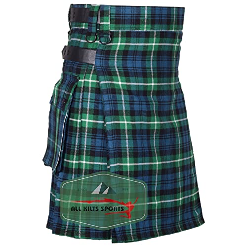 All Kilts Sports Kit utilitário para homem de lã acrílica com correia de couro, Lamont Ancient
