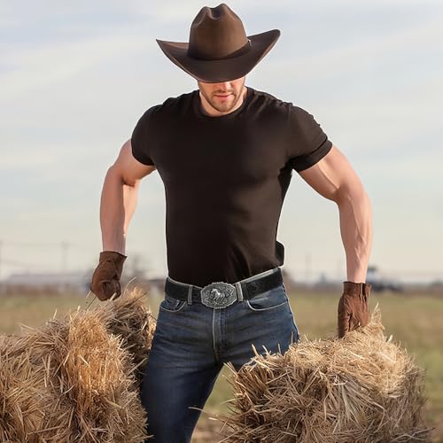 Cowboy Western Belts for Men Woman, Cowboy Cowgirl Belt Embossed Western Country Buckle Leather Belts for Jeans2