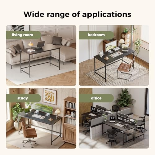 Image of 32x16 Inch Computer Desk, 0.6 inch Thick Small Office Table | Modern Simple Style, Small Study & Writing Table for Home Bedroom Work, Black