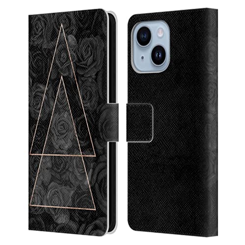 Étui iPhone 14 Plus Portefeuille en Cuir Noir et Or Rose Chic pour Votre Style Quotidien