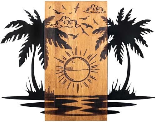 Accessoire mural en bois moderne deco noir et noyer rectangle 74 cm - 2