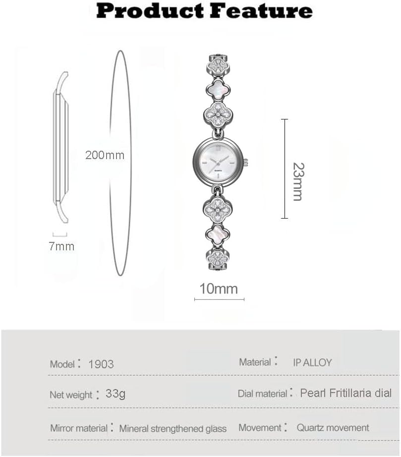 ADSBIAOYE Watches for Women Dainty Four Leaf Chain Bracelet Vintage Small Ladies Fashion Dress Quartz Watch Waterproof Luxury Gift Watch - Image 6