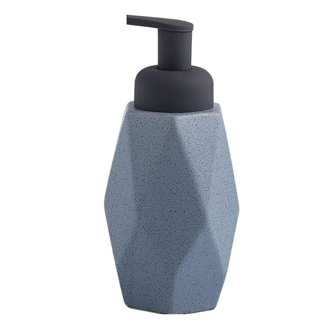 Dozownik mydła w piance, dozownik ręczny z pompką, dozownik mydła w piance, ceramiczny dozownik płynu do naczyń, dozownik mydła ręcznego (czarny) (niebieski 440 ml)