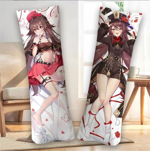 Xingbiyou Anime Dakimakura Genshin Impact Hu Tao Taie d'oreiller, 50x150cm, Corps Taie d'oreiller Double Face (C)