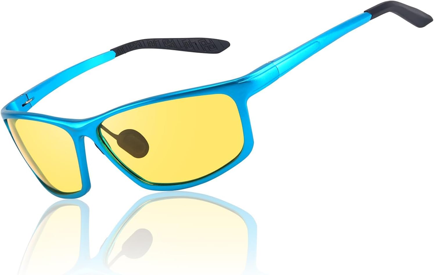 Myiaur Night Vision Glasses for Driving - Al-Mg Frame Night Driving Glasses for Men, Polarized Yellow Lenses, Anti Glare