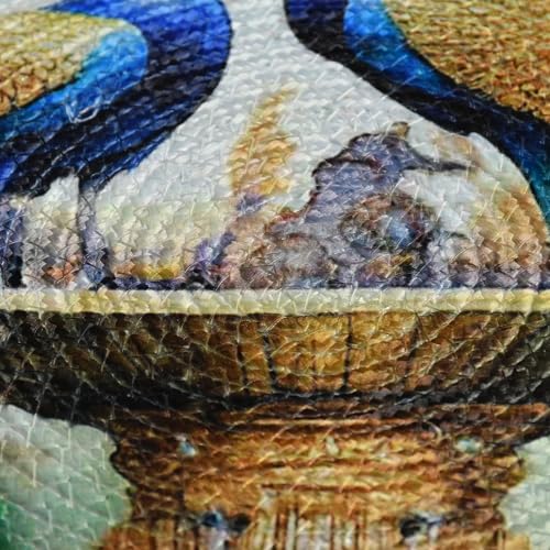 Image of LaVichitra Cotton Table Placemat | Dining Table Mat | Bed Side Table Mat | Cotton Round Shape Placemats | Washable PlaceMat for Shelves & Plant Pots - Pack of 1, Duet Peacocks